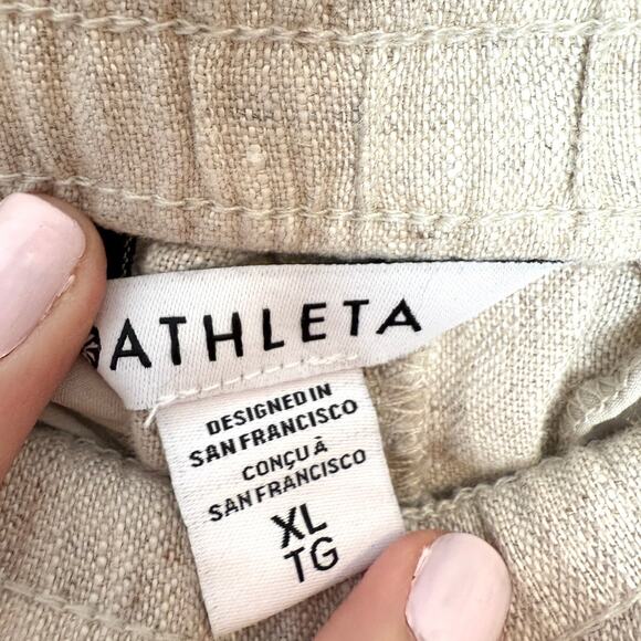 Athleta Retreat Linen Jogger Pants In Natural Size XL New - Picture 11 of 11